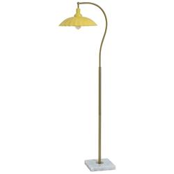Tamara Day Penelope 61"H White Marble & Brass Floor Lamp With Yellow Shade