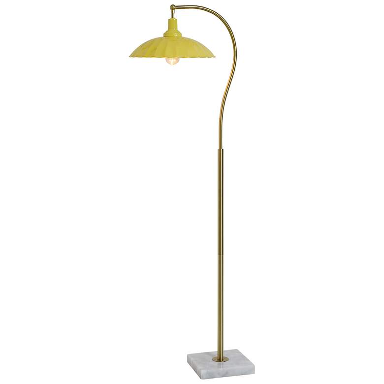 Image 2 Tamara Day Penelope 61"H White Marble & Brass Floor Lamp With Yellow Shade more views