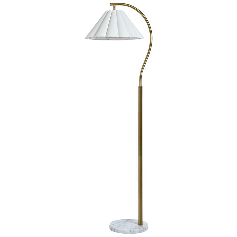 Image 1 Tamara Day Penelope 64"H White Marble & Brass Floor Lamp With Cream Shade