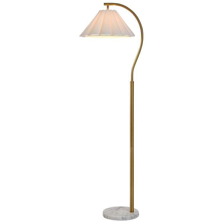 Image 2 Tamara Day Penelope 64"H White Marble & Brass Floor Lamp With Cream Shade more views