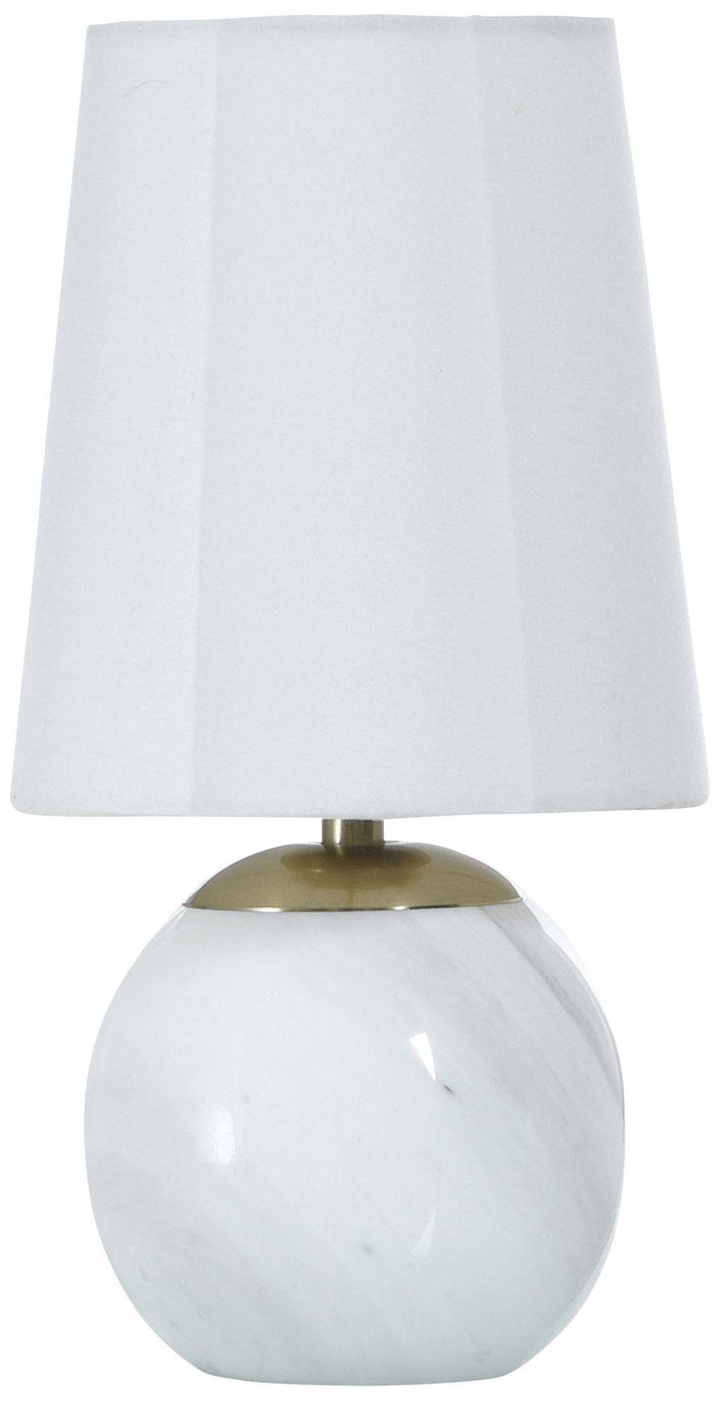 Tamara Day Rosalind 12"H Brass & White Marble Table Lamp w/ Off-White Shade