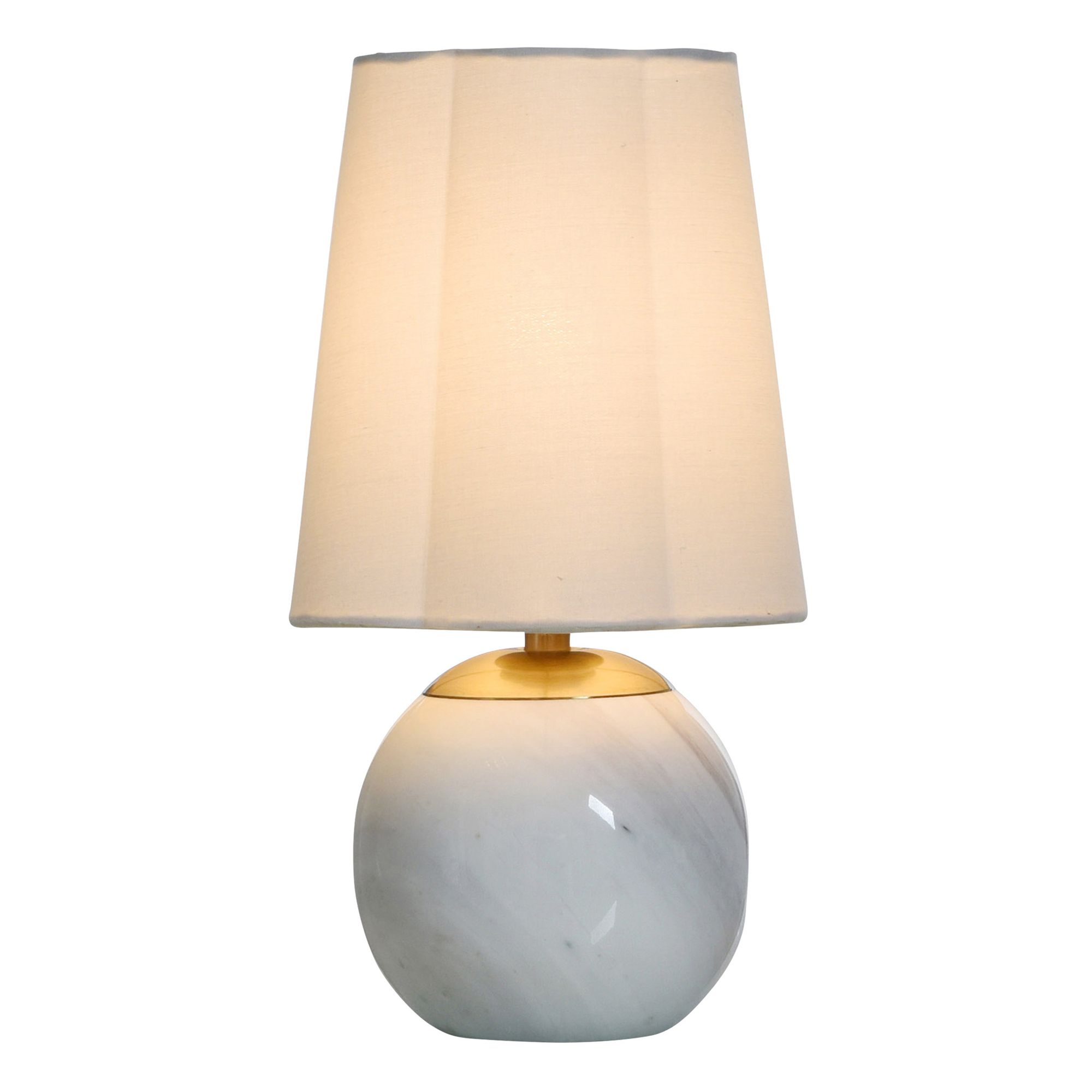 Image 2 Tamara Day Rosalind 12"H Brass & White Marble Table Lamp w/ Off-White Shade more views