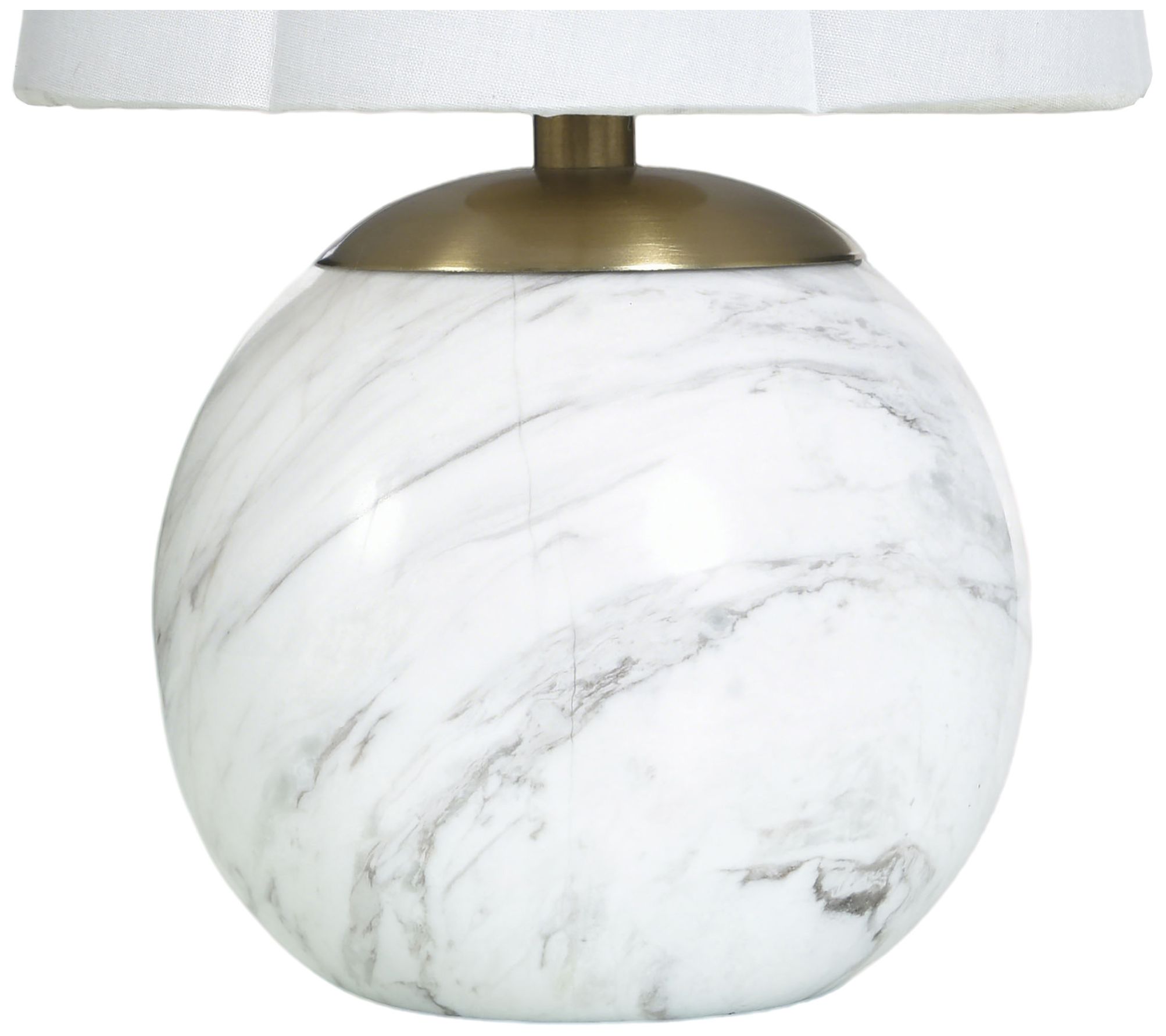 Image 4 Tamara Day Rosalind 12"H Brass & White Marble Table Lamp w/ Off-White Shade more views