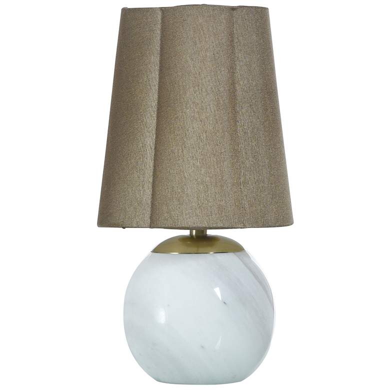 Image 1 Tamara Day Rosalind 12"H Brass & White Marble Table Lamp With Brown Shade