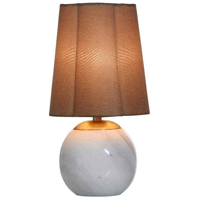 Image 2 Tamara Day Rosalind 12"H Brass & White Marble Table Lamp With Brown Shade more views