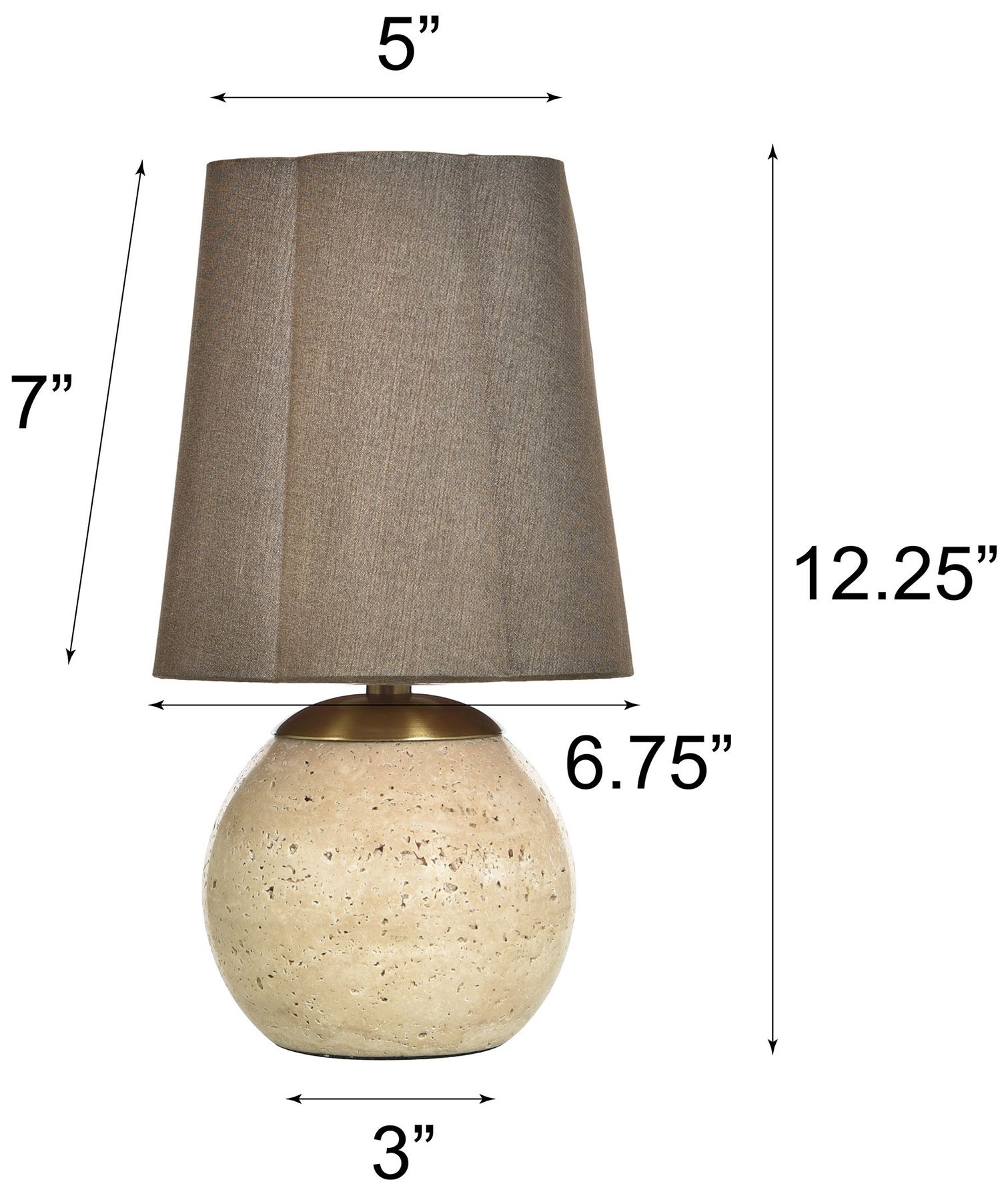 Tamara Day Rosalind 12"H Polished Brass & Beige Table Lamp With Brown Shade