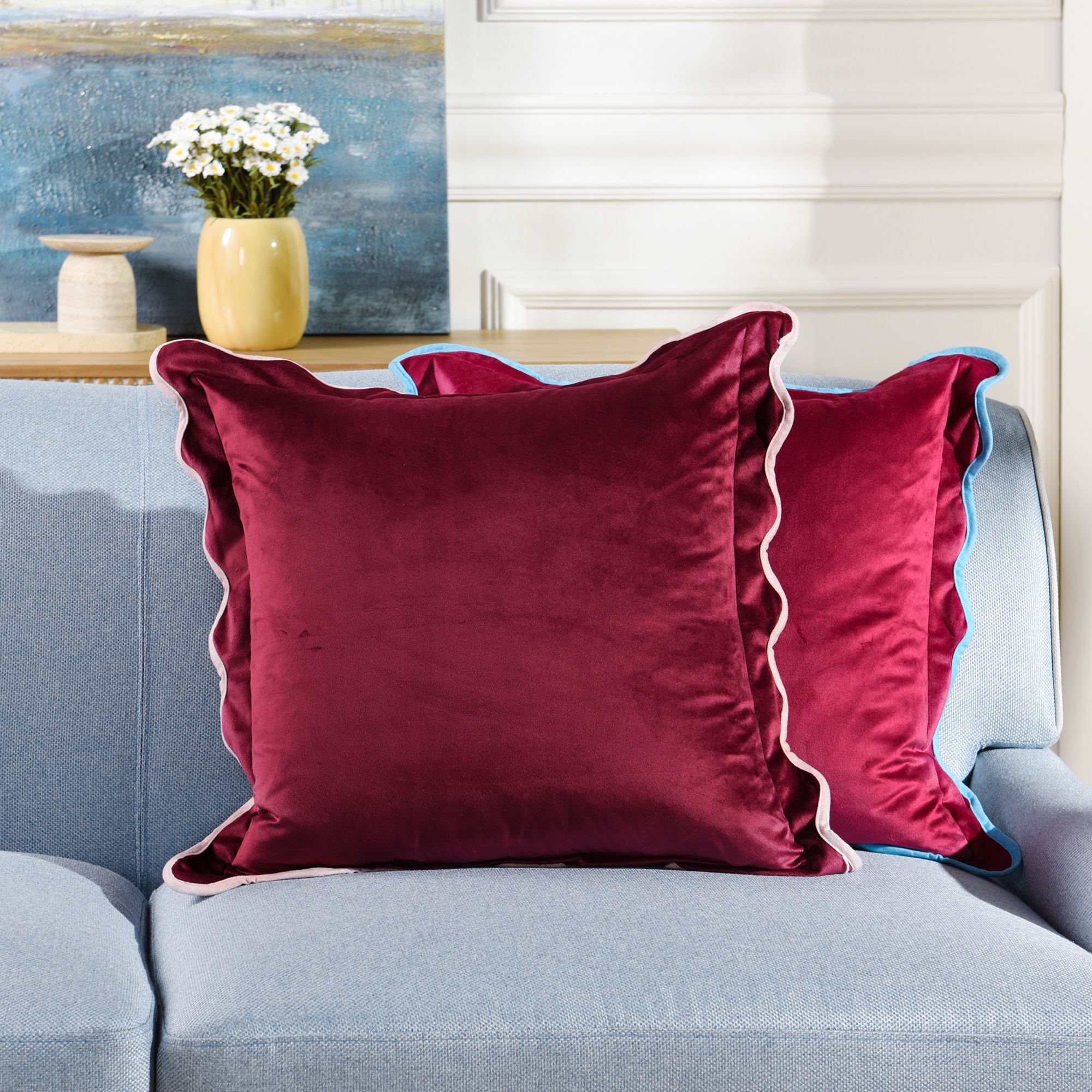 Image 7 Tamara Day Sophie 22" x 22" Merlot & Lilac Down Fill Pillow more views