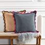 6_Tamara Day Sophie 22" x 22" Dark Grey, Light Grey & Pink Down Fill Pillow more views