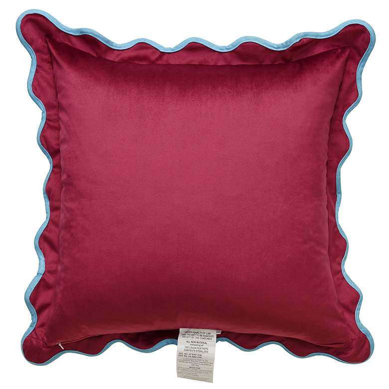 Image 4 Tamara Day Sophie 22" x 22" Deep Red & Light Blue Down Fill Pillow more views