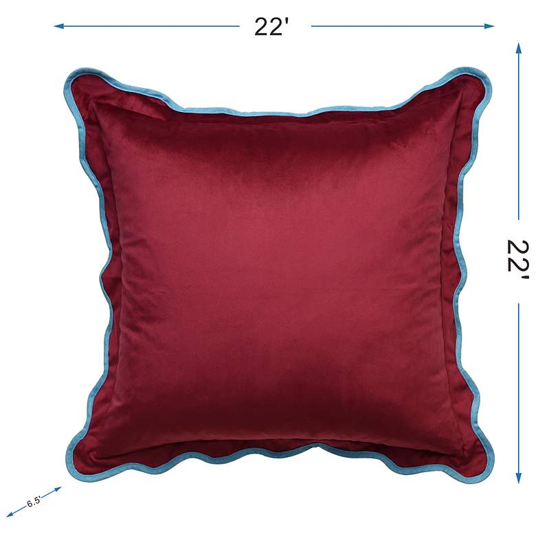 Image 7 Tamara Day Sophie 22" x 22" Deep Red & Light Blue Down Fill Pillow more views