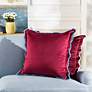 7_Tamara Day Sophie 22" x 22" Deep Red & Light Blue Down Fill Pillow more views