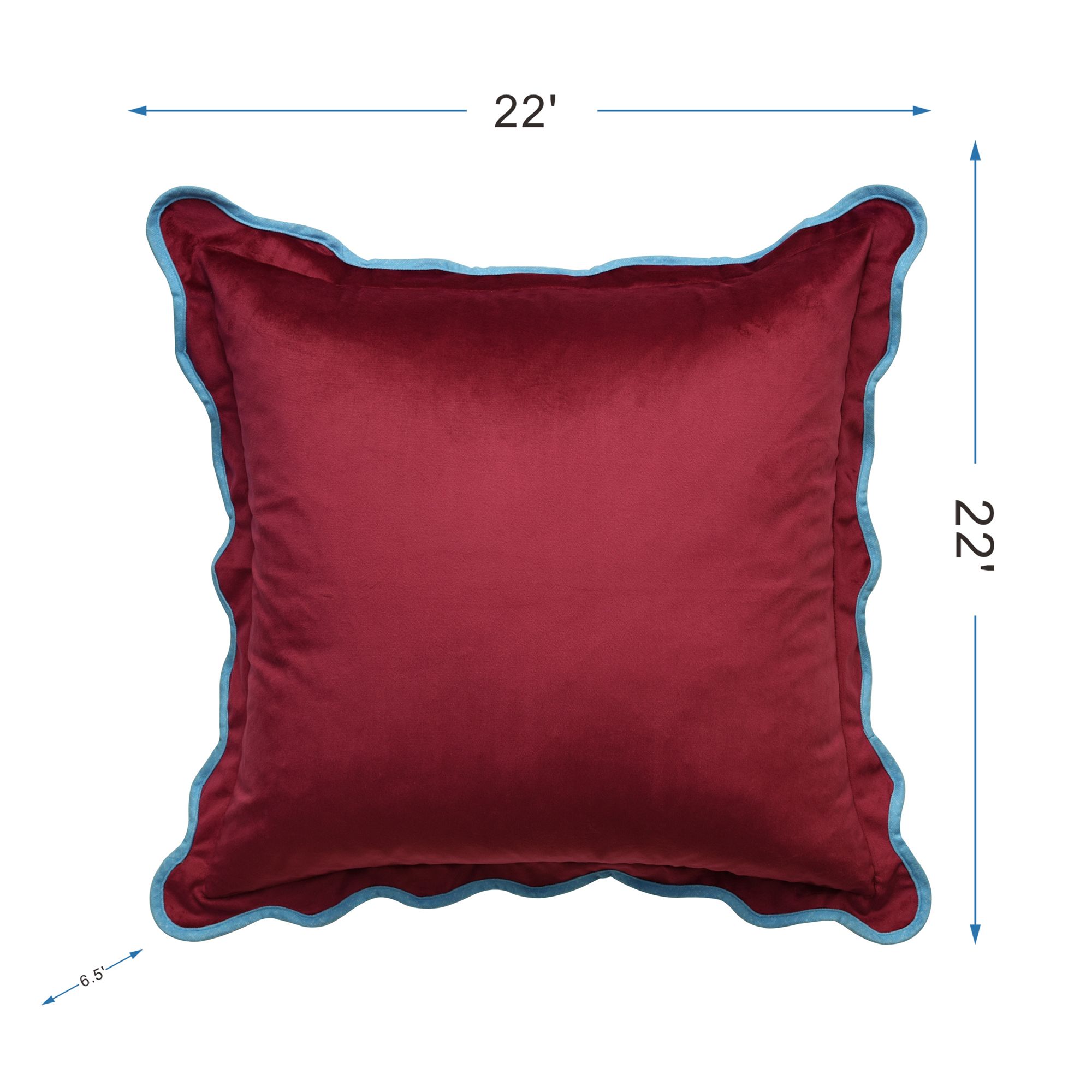 Tamara Day Sophie 22" x 22" Deep Red & Light Blue Down Fill Pillow