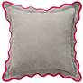 2_Tamara Day Sophie 22" x 22" Light Grey, Charcoal & Hot Pink Down Pillow