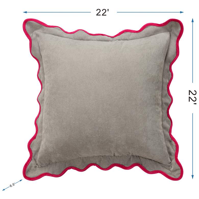 Image 7 Tamara Day Sophie 22" x 22" Light Grey, Charcoal & Hot Pink Down Pillow more views