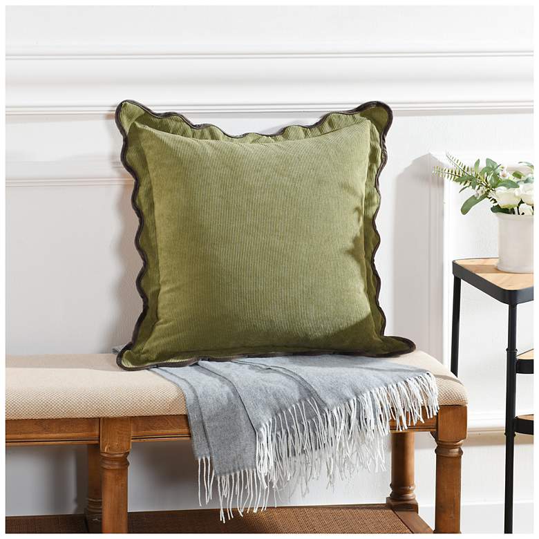 Image 1 Tamara Day Sophie 22" x 22" Olive Green, Tan & Brown Down Fill Pillow