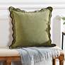 1_Tamara Day Sophie 22" x 22" Olive Green, Tan & Brown Down Fill Pillow