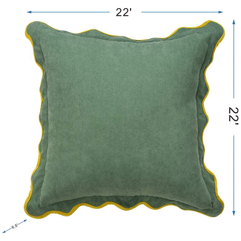 Image 7 Tamara Day Sophie 22" x 22" Sage, Red & Yellow Down Fill Pillow more views
