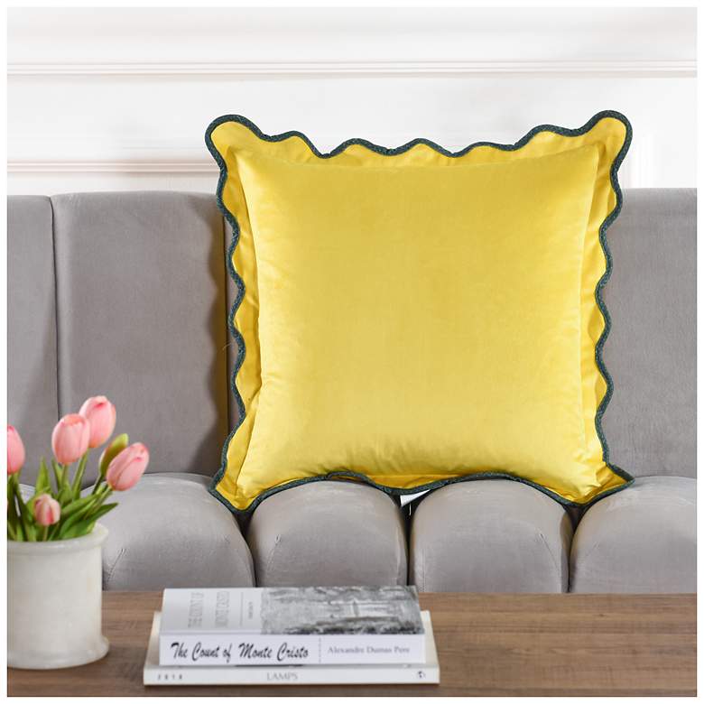 Image 1 Tamara Day Sophie 22" x 22" Yellow & Blue Down Fill Pillow