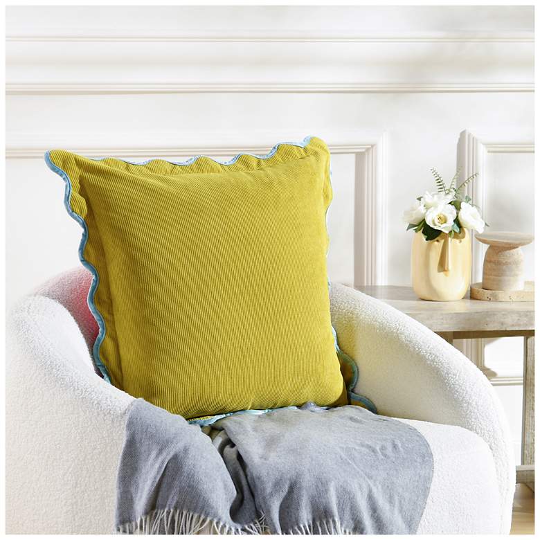 Image 1 Tamara Day Sophie 22" x 22" Yellow, Red & Light Blue Down Fill Pillow