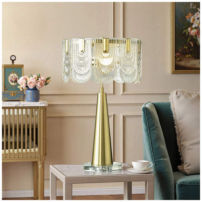 Image 1 Tamara Day Verena 28" High Polished Brass Steel Table Lamp With Clear Shade