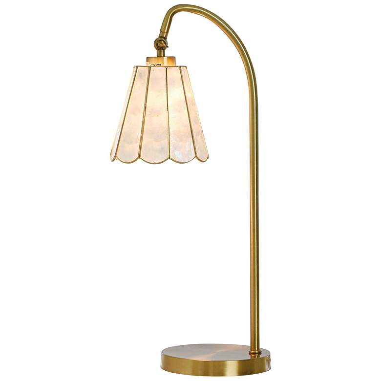 Image 2 Tamara Day Verity 24"H Brass Table Lamp With Brass & Capiz Formica Shade more views