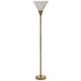 1_Tamara Day Verity 71"H Brass Torchiere Floor Lamp With Brass & Capiz Shade