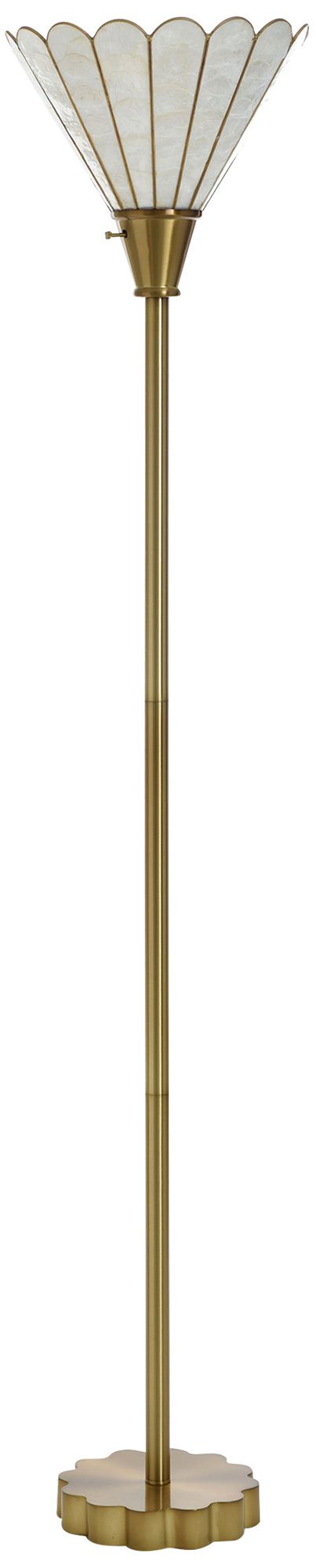 Tamara Day Verity 71"H Brass Torchiere Floor Lamp With Brass & Capiz Shade