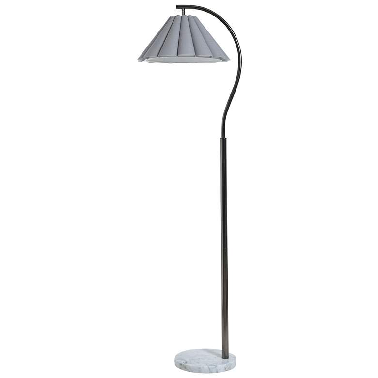 Image 1 Tamara Day Vivienne 64"H White Marble & Black Floor Lamp With Grey Shade
