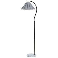Tamara Day Vivienne 64"H White Marble & Black Floor Lamp With Grey Shade