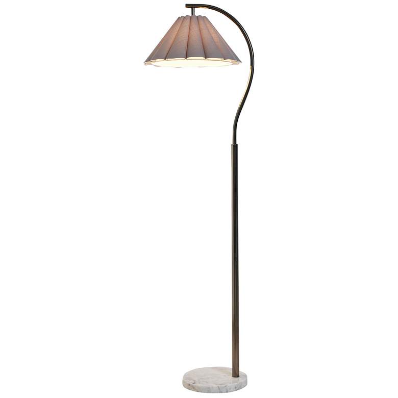 Image 2 Tamara Day Vivienne 64"H White Marble & Black Floor Lamp With Grey Shade more views