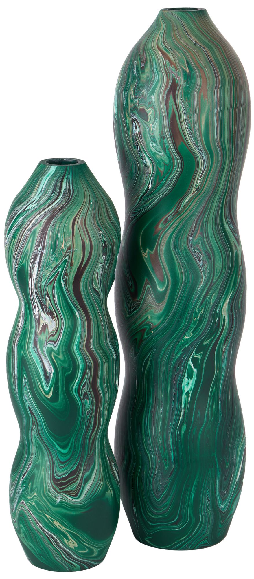 Image 4 Tamarind Marbleized Dark Green Small Vase more views