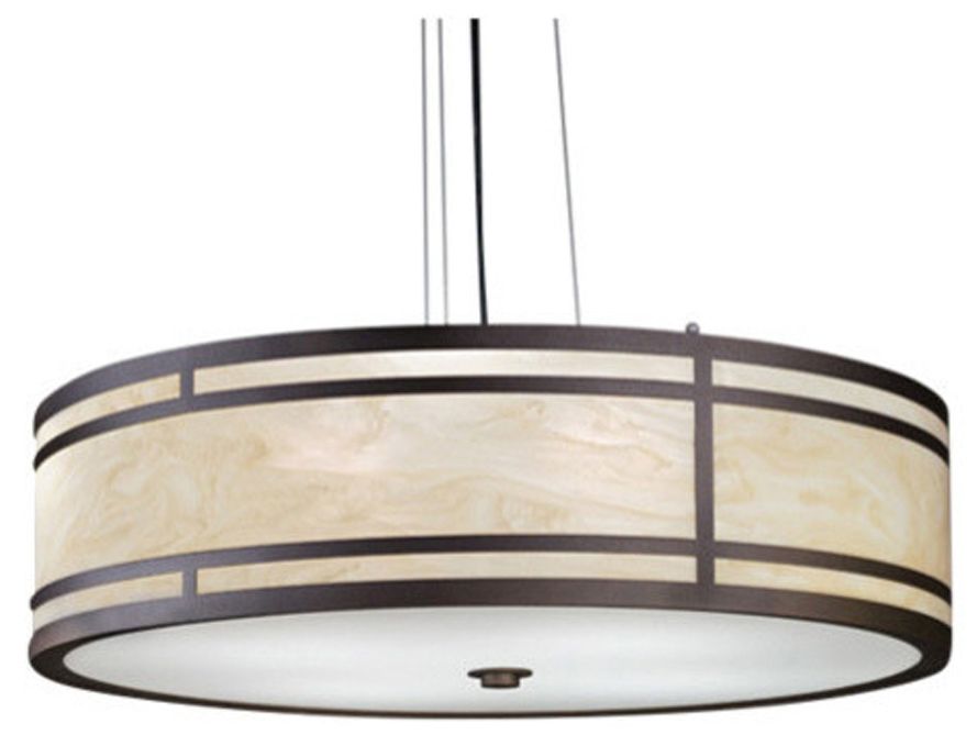 Tambour 24" Wide Empire Bronze|Caramel Onyx Pendant 0-10V LED
