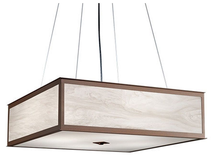 Tambour 24" Wide Empire Bronze|Caramel Onyx Pendant