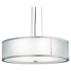 Tambour 24&quot; Wide Satin Pewter and Opal Acrylic Pendant