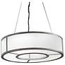 Tambour 24" Wide Satin Pewter Opal Acrylic Ring Pendant LED