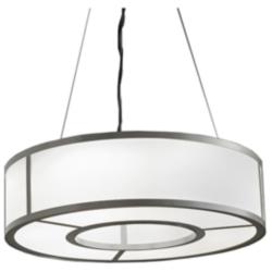 Tambour 24&quot; Wide Satin Pewter Opal Acrylic Ring Pendant LED