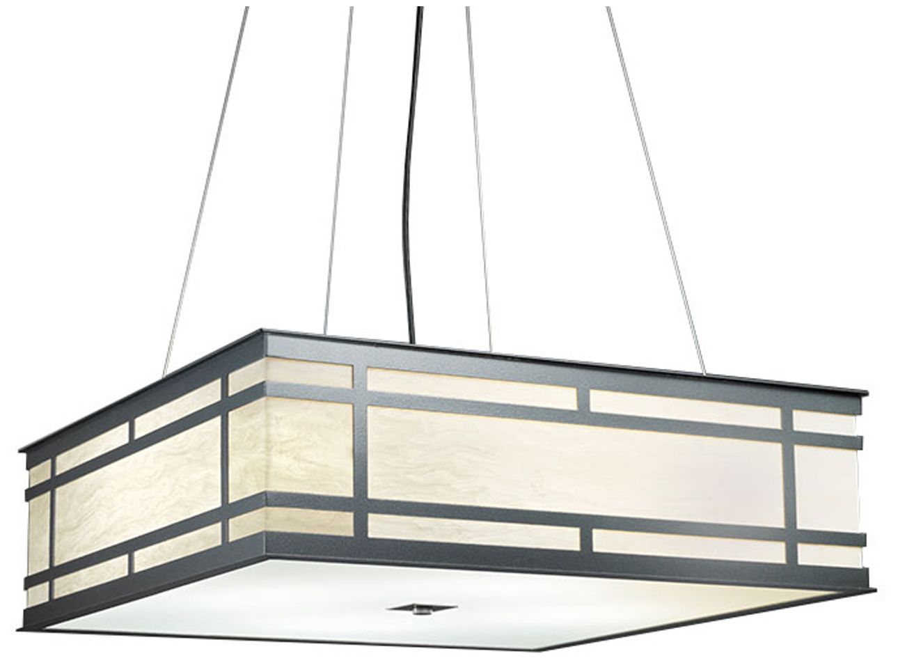 Tambour 30" Wide Dark Iron|Faux Alabaster Pendant Triac LED