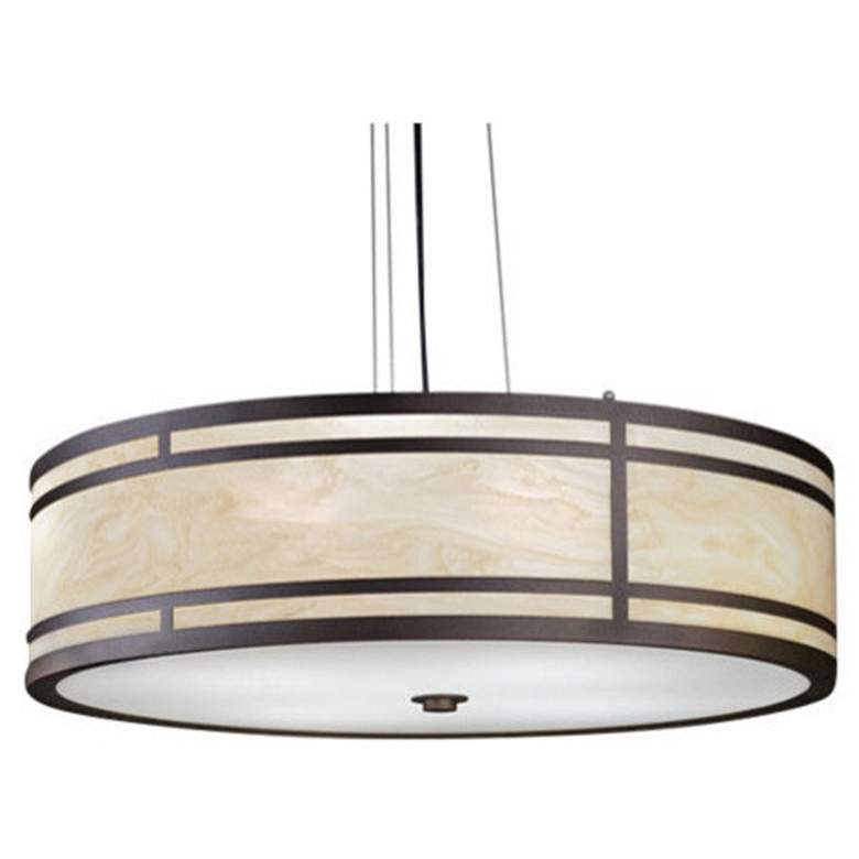 Image 1 Tambour 30 inch Wide Empire Bronze and Caramel Onyx LED Pendant