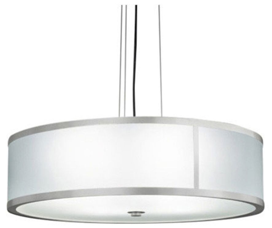 Tambour 30" Wide Satin Pewter|Opal Acrylic Pendant