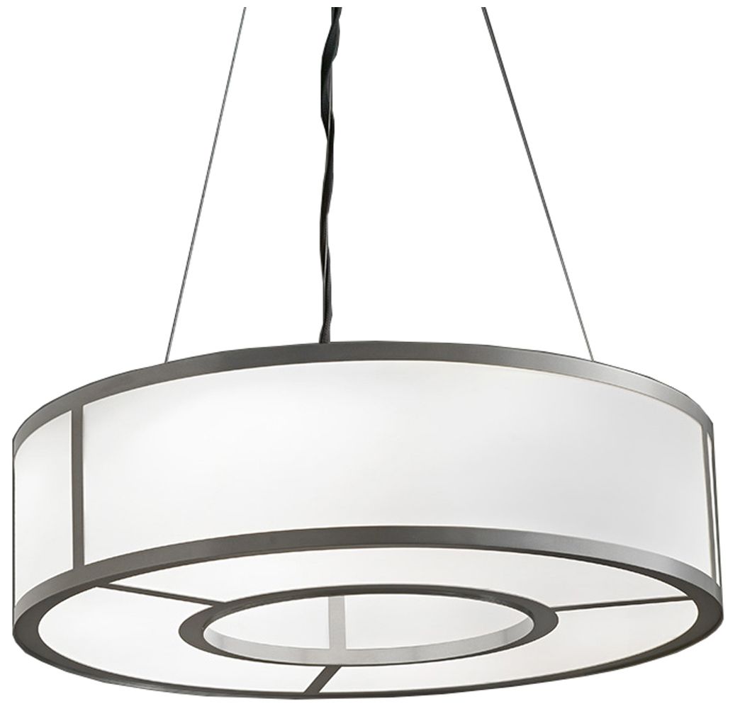 Tambour 30" Wide Satin Pewter|Opal Acrylic Ring Pendant Triac LED