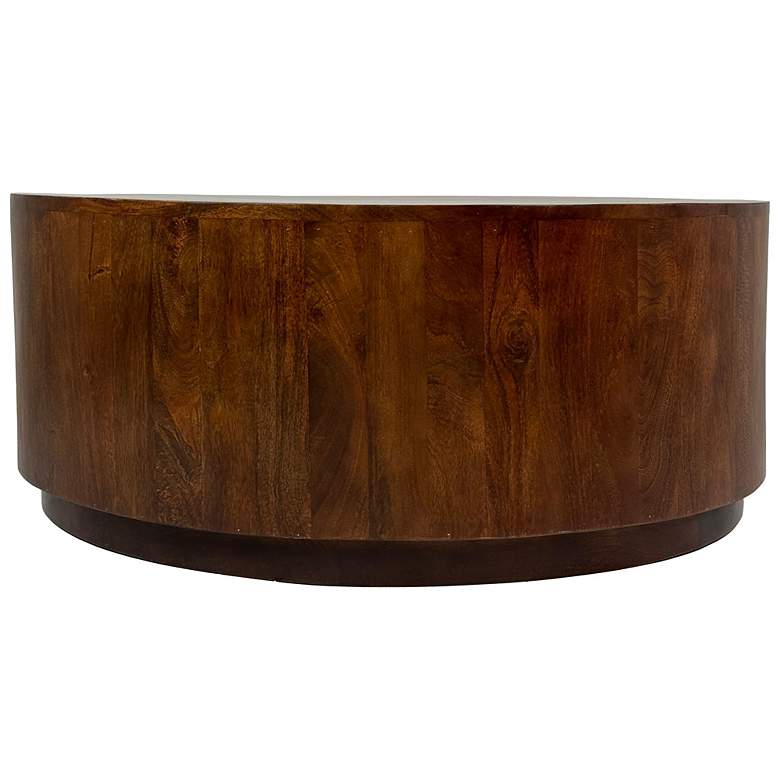 Image 2 Tamia 42" Round Wooden Coffee Table - Chestnut more views