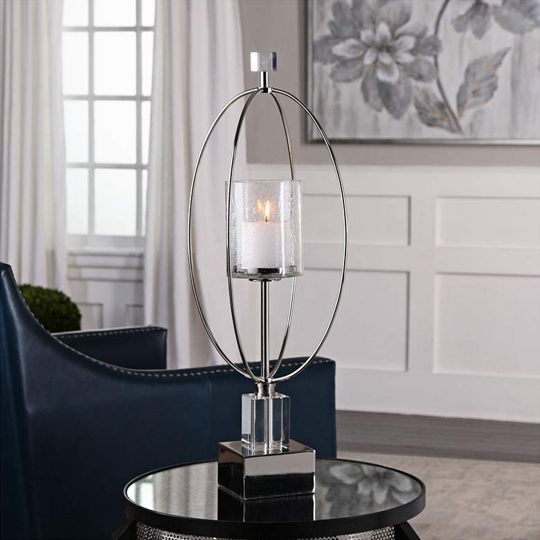 Image 1 Tamra 26 3/4" High Polished Silver Moder Candle Holder