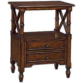 Image2 of Tamryn 24" Wide Brown Cherry 2-Drawer Accent Table