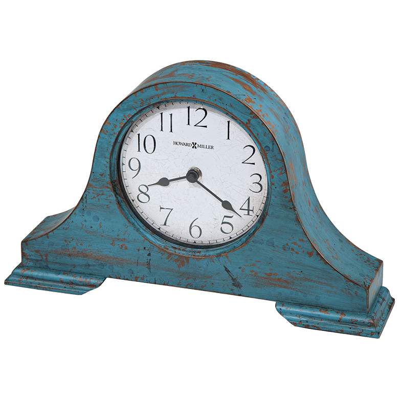 Image 1 Tamson 13 3/4" Wide Weathered Teal Blue Mantel Clock