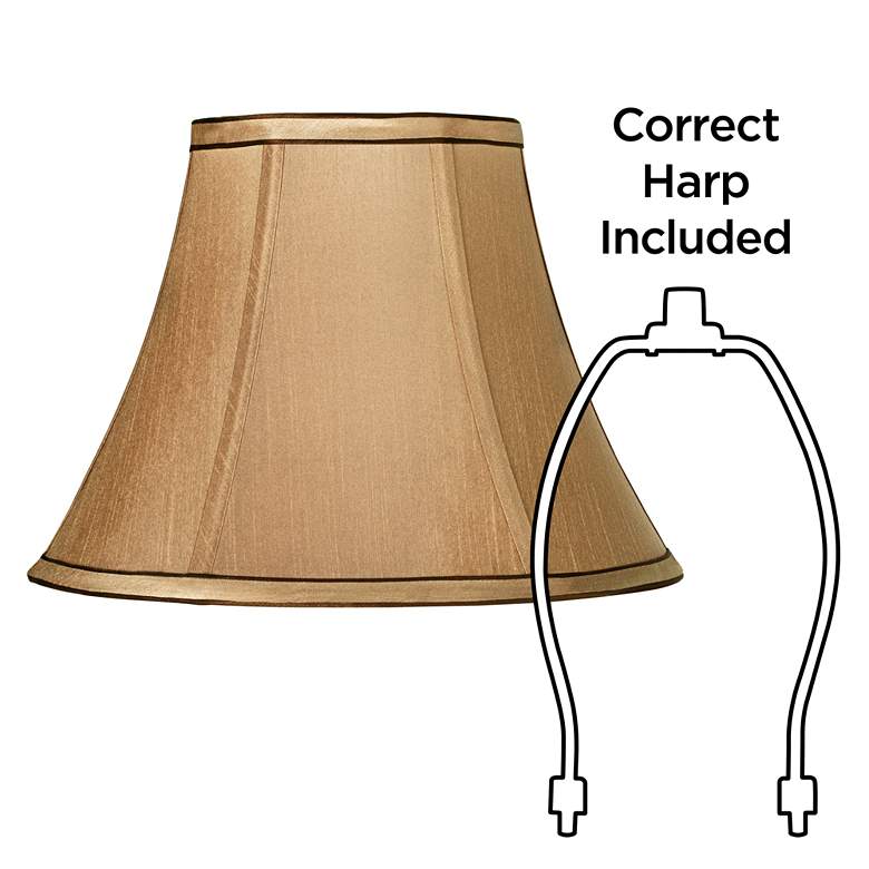 Image 5 Tan and Brown Trim Set of 2 Bell Lamp Shades 6x12x9 (Spider) more views