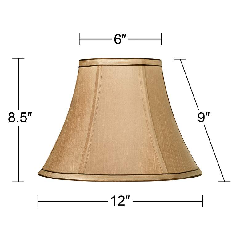 Image 6 Tan and Brown Trim Set of 2 Bell Lamp Shades 6x12x9 (Spider) more views