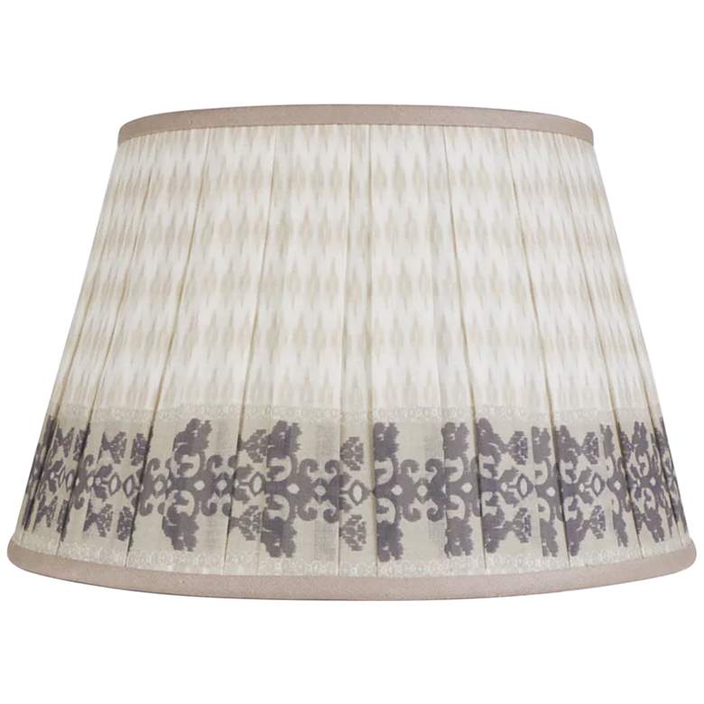 Image 1 Tan Band Print Pleated Empire Lamp Shade 10x14x10 (Spider)