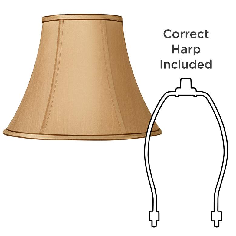 Image 6 Tan Brown Fabric Set of 2 Bell Lamp Shades 7x14x11 (Spider) more views