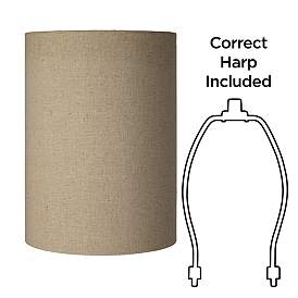 Image5 of Tan Cotton Set of 2 Cylinder Lamp Shades 8x8x11 (Spider) more views