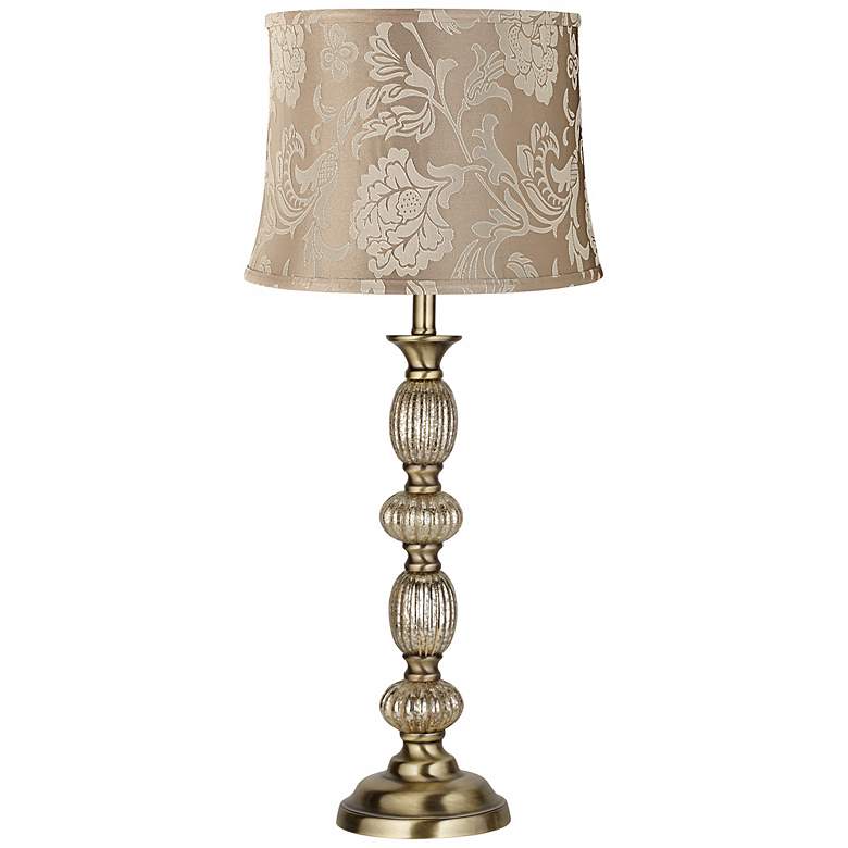 Image 1 Tan Damask Satin Brass Mercury Glass Table Lamp